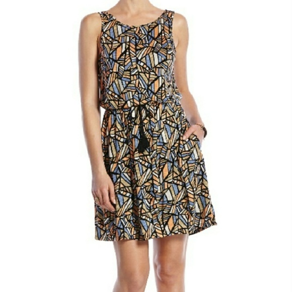 Lucky Brand Dresses & Skirts - Lucky Brand Geometric Print Blouson Tank Dress XS